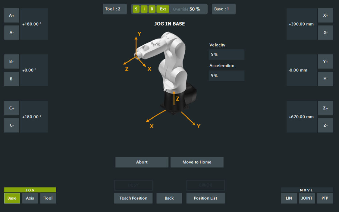 Robotics HMI с KUKA JOG