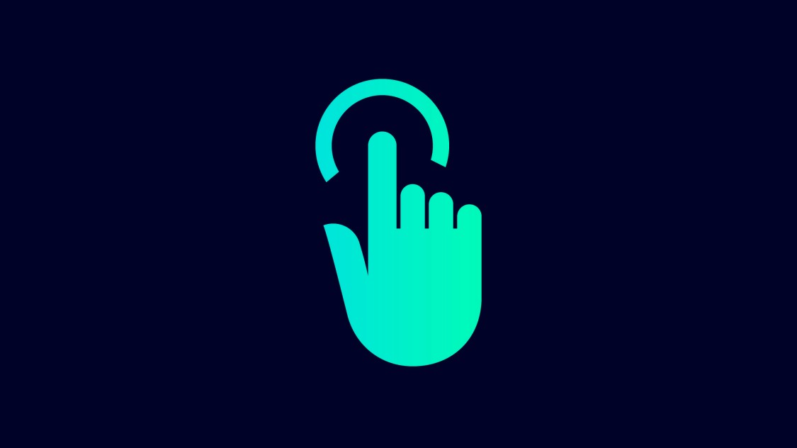 Icon for data handling with SINEC NMS: a hand making a touch with the index finger, indicated by a circle.