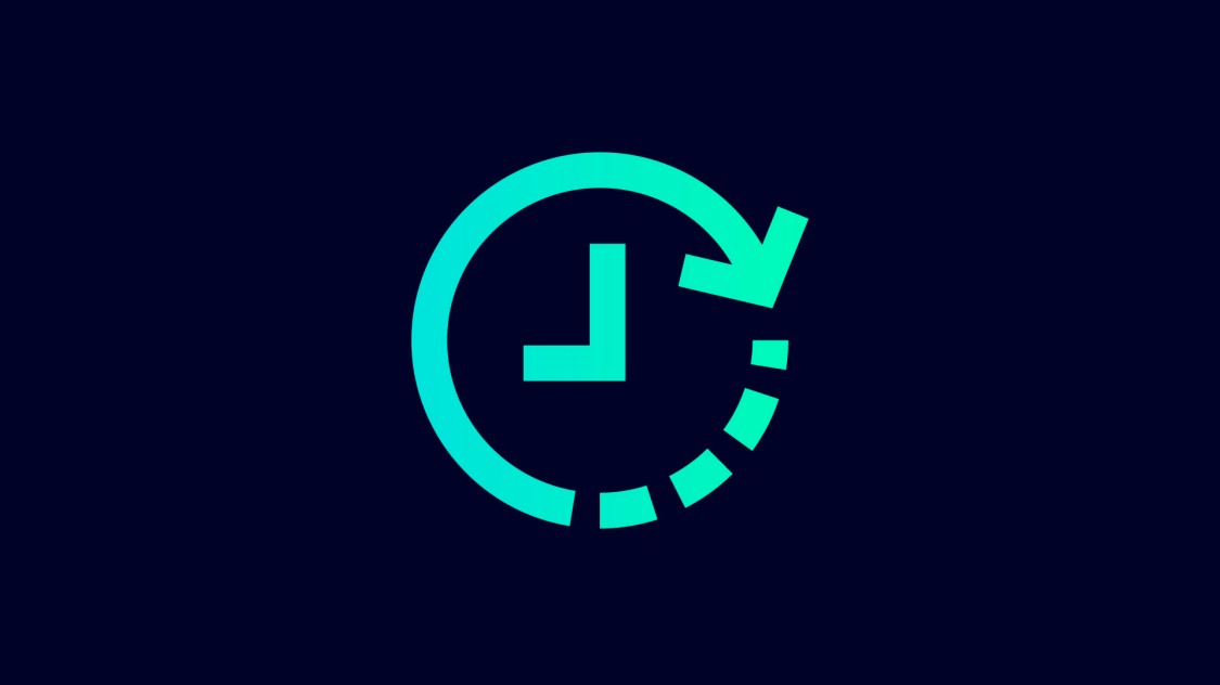 Icon for saving time with SINEC NMS: a clock with an arrow pointing counter-clockwise.